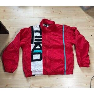 HEAD Vintage Tennis Windbreaker Full Zip Jacket Red White Size M
